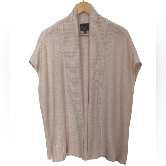 Leo & Sage x Revolve Linen Cashmere Open Front Short Sleeve Knit Cardiga… - Picture 1 of 9